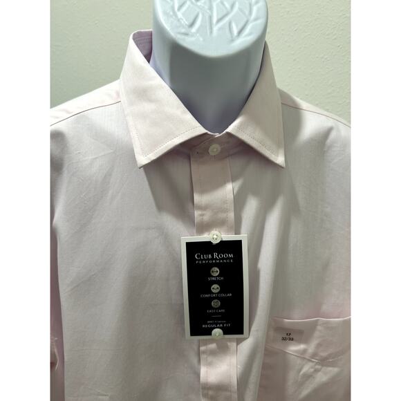 Club Room Mens Regular Fit Performance Shirt Size 17 (32/33) Stretch 100% Cotton - Picture 5 of 8